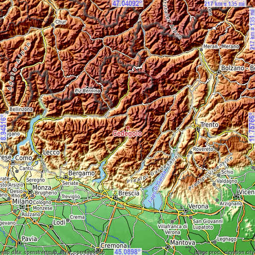 Topographic map of Cedegolo