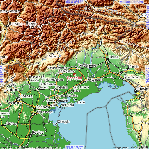 Topographic map of Cecchini