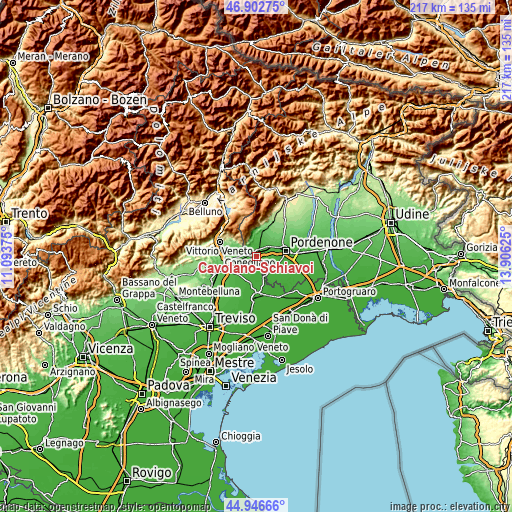 Topographic map of Cavolano-Schiavoi