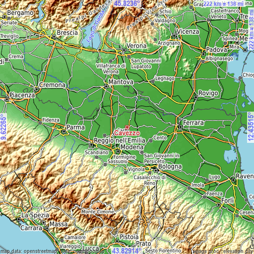 Topographic map of Cavezzo