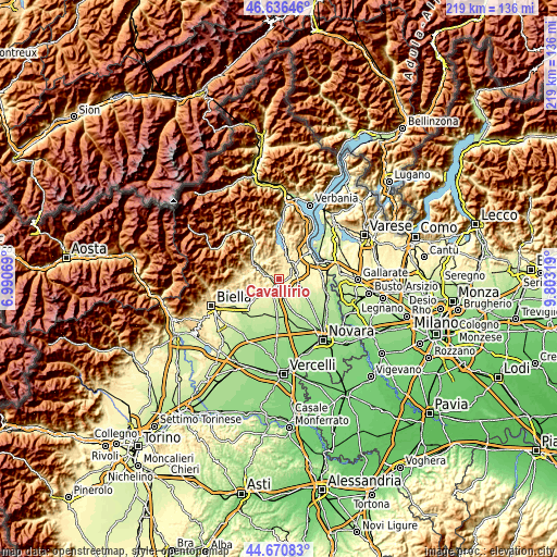 Topographic map of Cavallirio