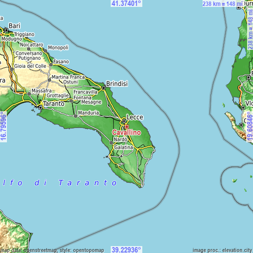 Topographic map of Cavallino