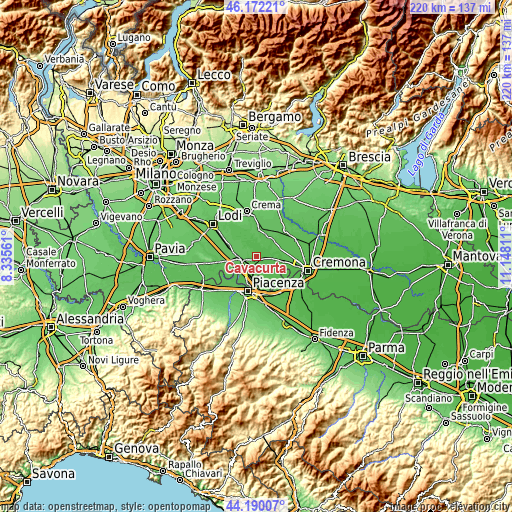 Topographic map of Cavacurta