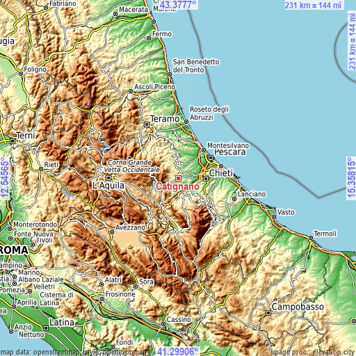 Topographic map of Catignano