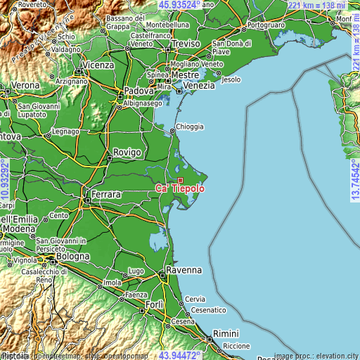 Topographic map of Ca' Tiepolo