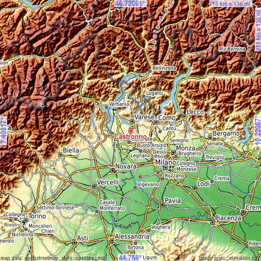Topographic map of Castronno