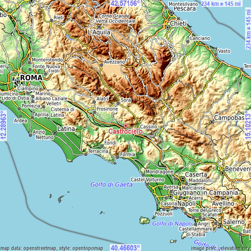 Topographic map of Castrocielo