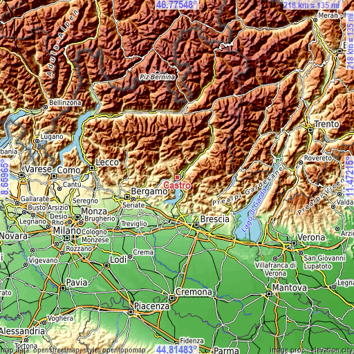 Topographic map of Castro