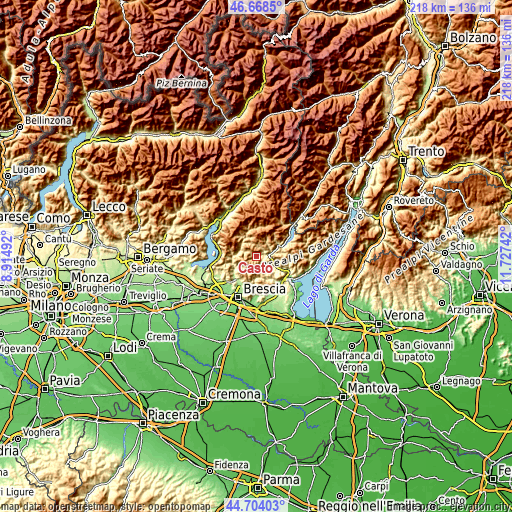 Topographic map of Casto