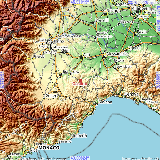 Topographic map of Castino