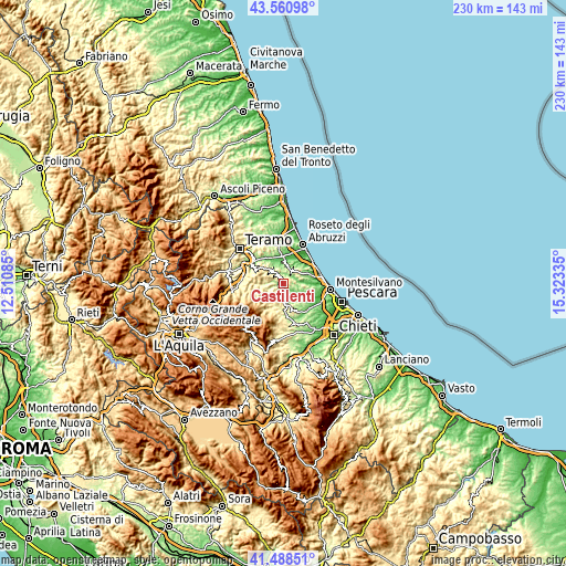 Topographic map of Castilenti