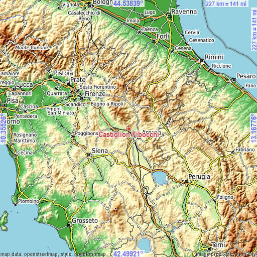 Topographic map of Castiglion Fibocchi