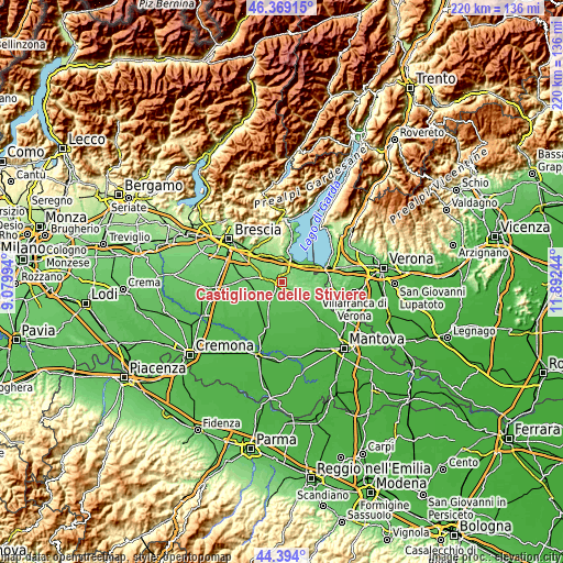 Topographic map of Castiglione delle Stiviere