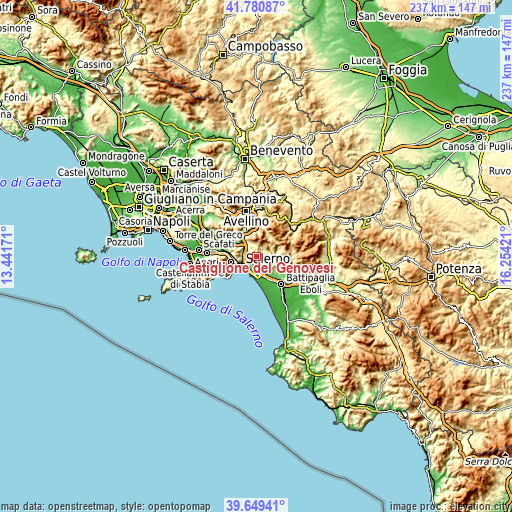 Topographic map of Castiglione del Genovesi