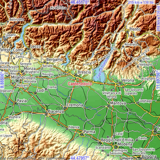 Topographic map of Castenedolo