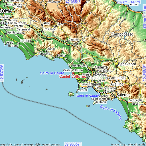 Topographic map of Castel Volturno