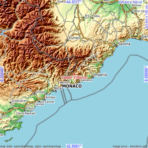 Topographic map of Castel Vittorio