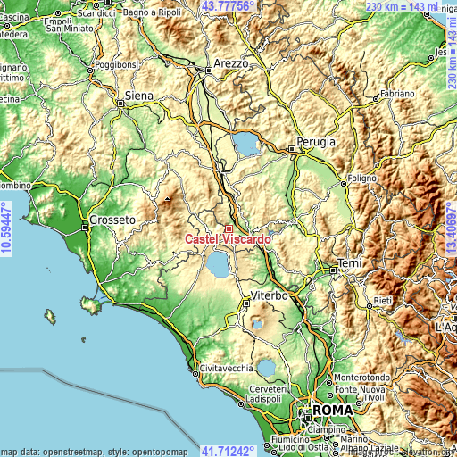 Topographic map of Castel Viscardo