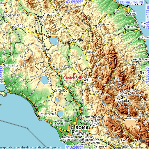 Topographic map of Casteltodino