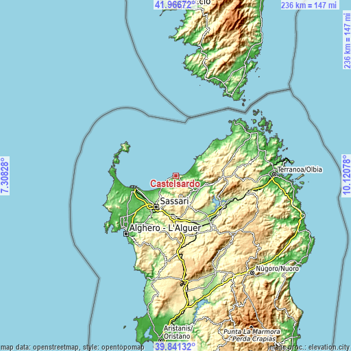 Topographic map of Castelsardo