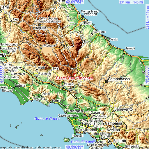 Topographic map of Castel San Vincenzo