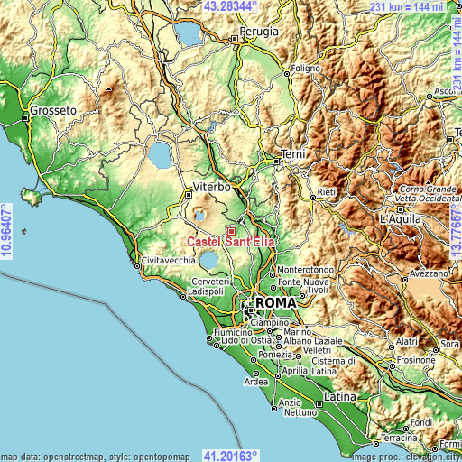 Topographic map of Castel Sant'Elia