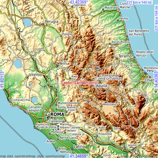 Topographic map of Castel Sant'Angelo