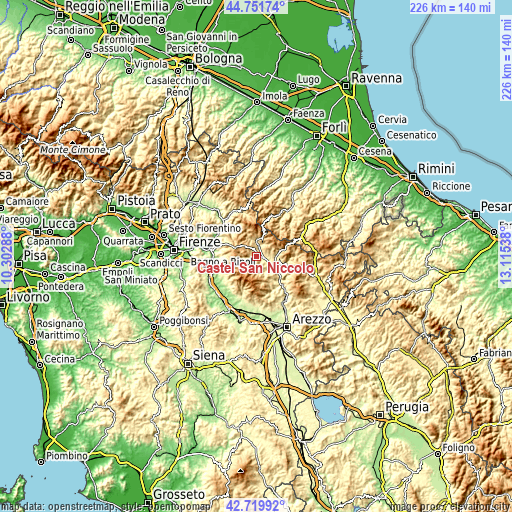 Topographic map of Castel San Niccolò