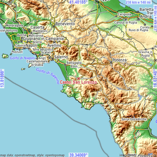 Topographic map of Castel San Lorenzo