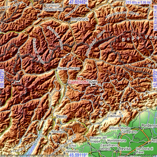 Topographic map of Castelrotto