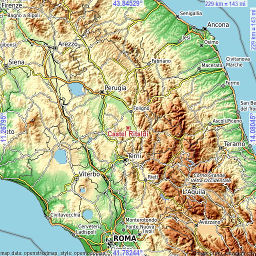 Topographic map of Castel Ritaldi