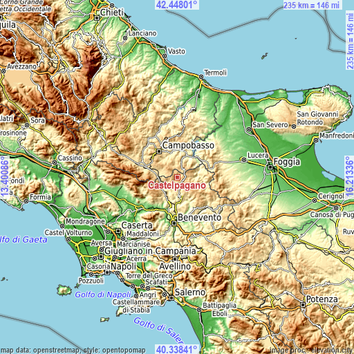 Topographic map of Castelpagano