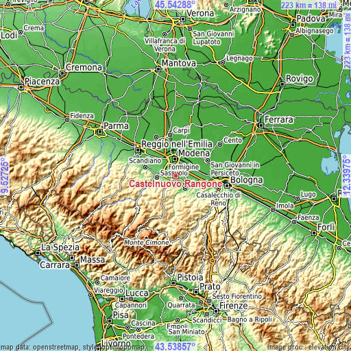 Topographic map of Castelnuovo Rangone