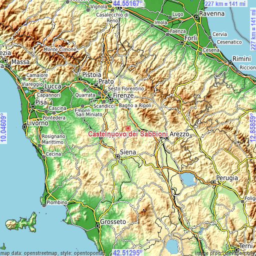 Topographic map of Castelnuovo dei Sabbioni