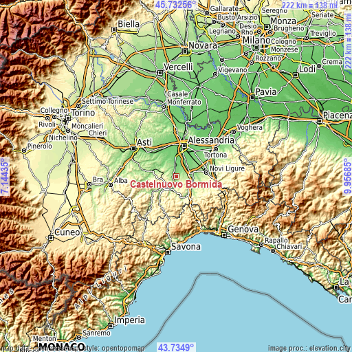 Topographic map of Castelnuovo Bormida