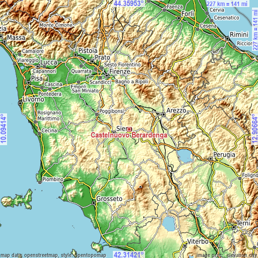 Topographic map of Castelnuovo Berardenga