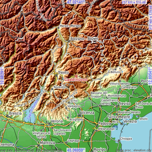 Topographic map of Castelnuovo