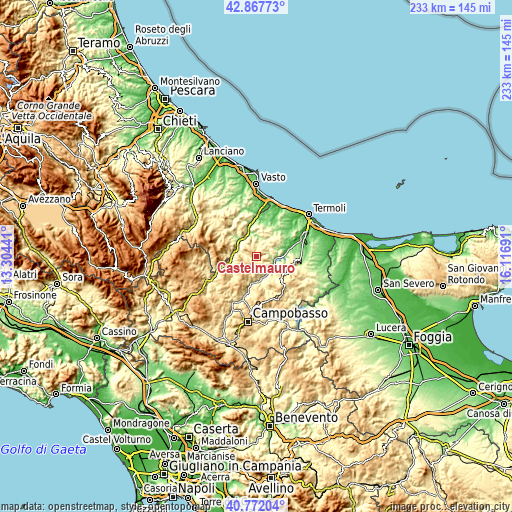 Topographic map of Castelmauro