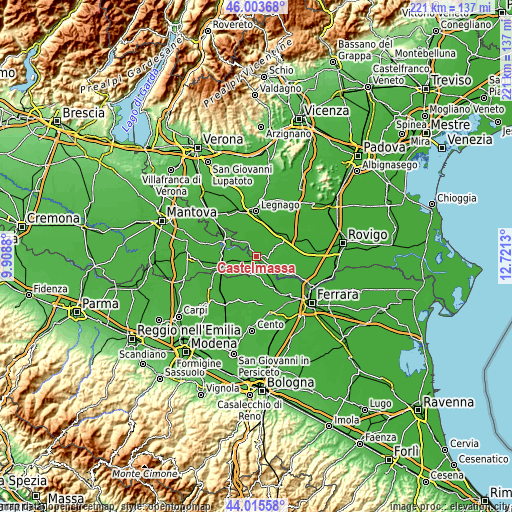 Topographic map of Castelmassa