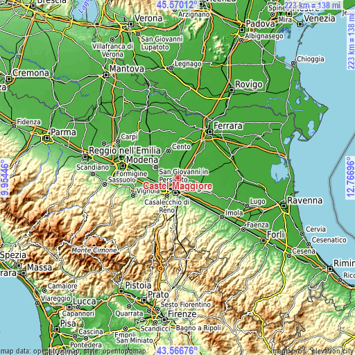 Topographic map of Castel Maggiore