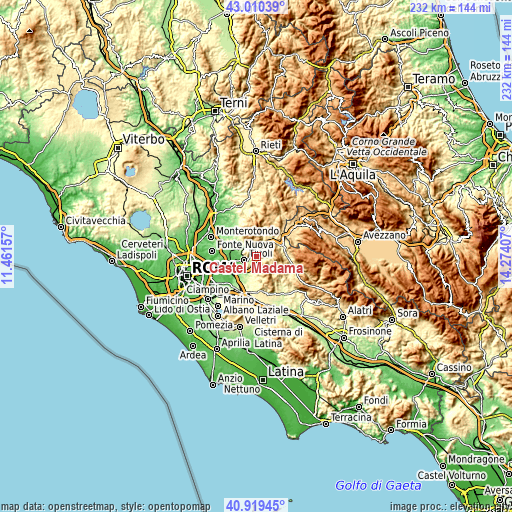 Topographic map of Castel Madama