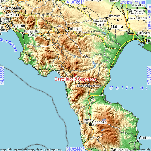 Topographic map of Castelluccio Superiore