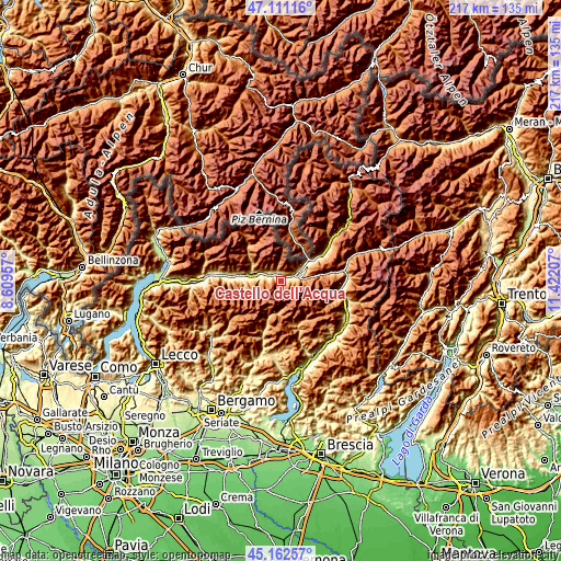 Topographic map of Castello dell'Acqua