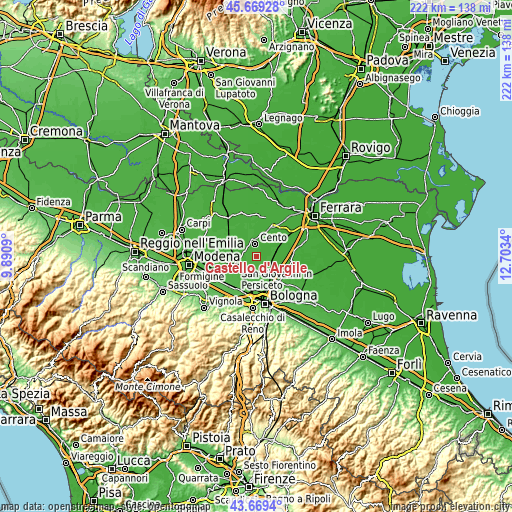 Topographic map of Castello d'Argile