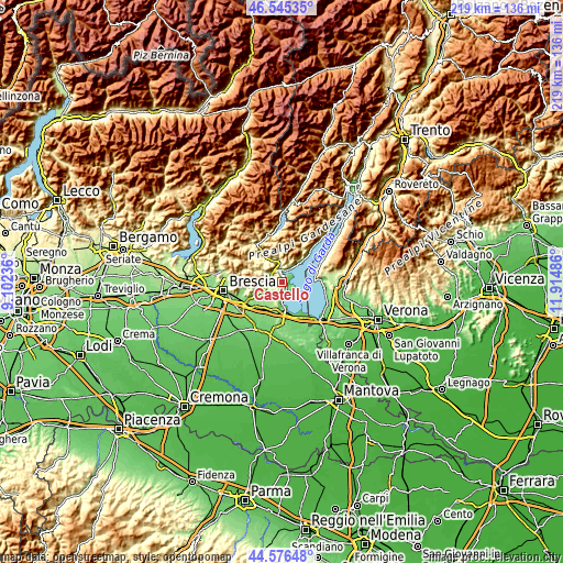 Topographic map of Castello