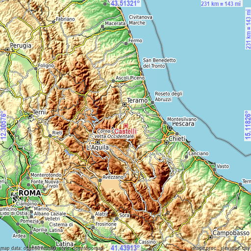 Topographic map of Castelli