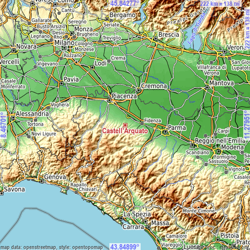 Topographic map of Castell'Arquato