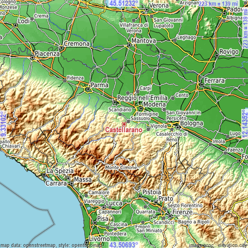 Topographic map of Castellarano