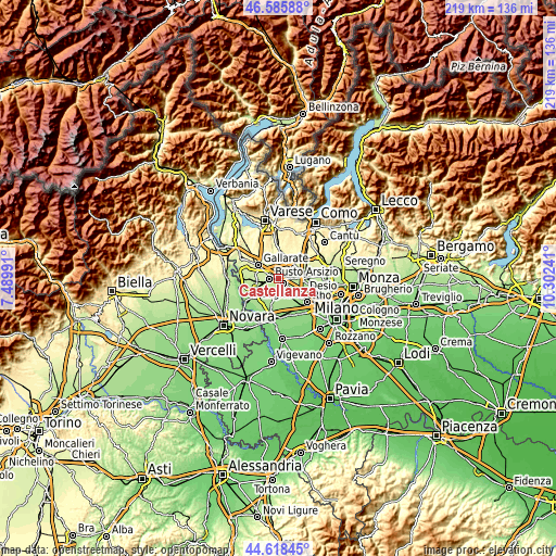 Topographic map of Castellanza