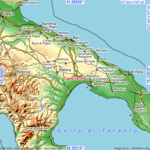 Topographic map of Castellaneta